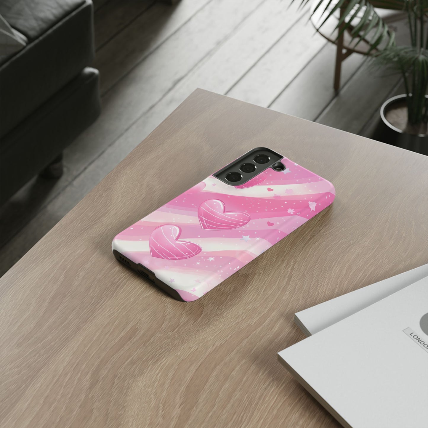 Pink Hearts Phone Case - iPhone, Samsung, and Google case