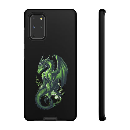 Tough Cases with Green Glowing Dragon design for iPhone, Samsung, and Google