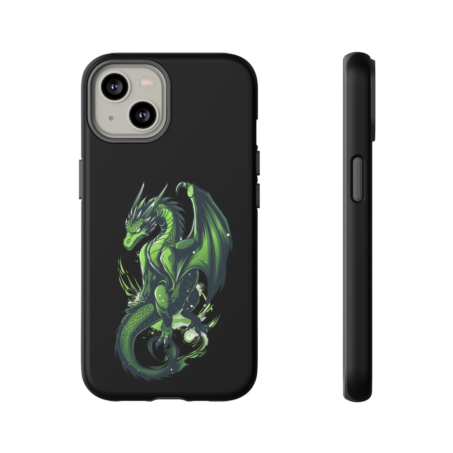 Tough Cases with Green Glowing Dragon design for iPhone, Samsung, and Google