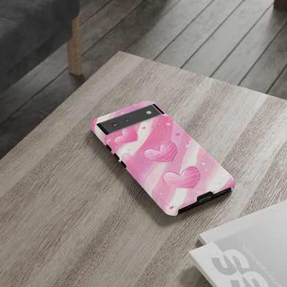 Pink Hearts Phone Case - iPhone, Samsung, and Google case