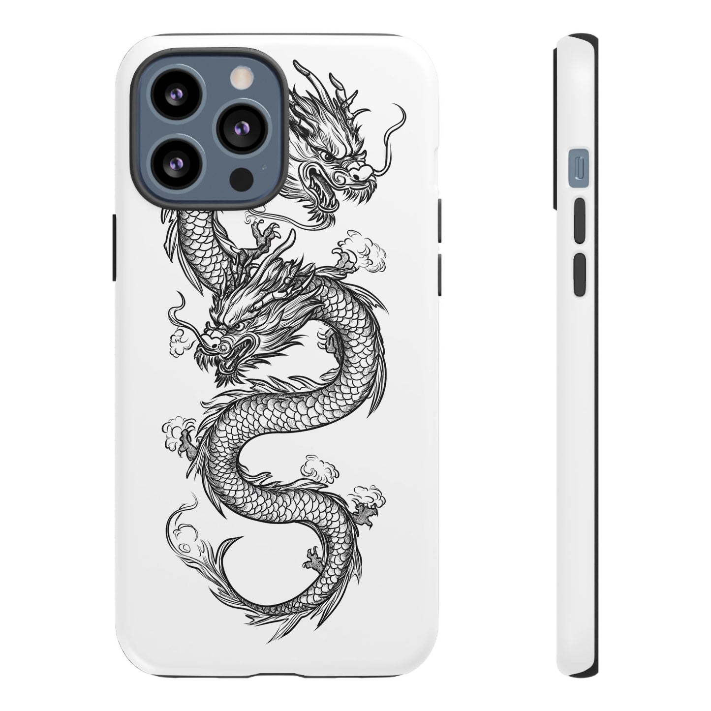 Dragons Phone Cases - Black Ink Tattoo Design of Dragons Tough Cases