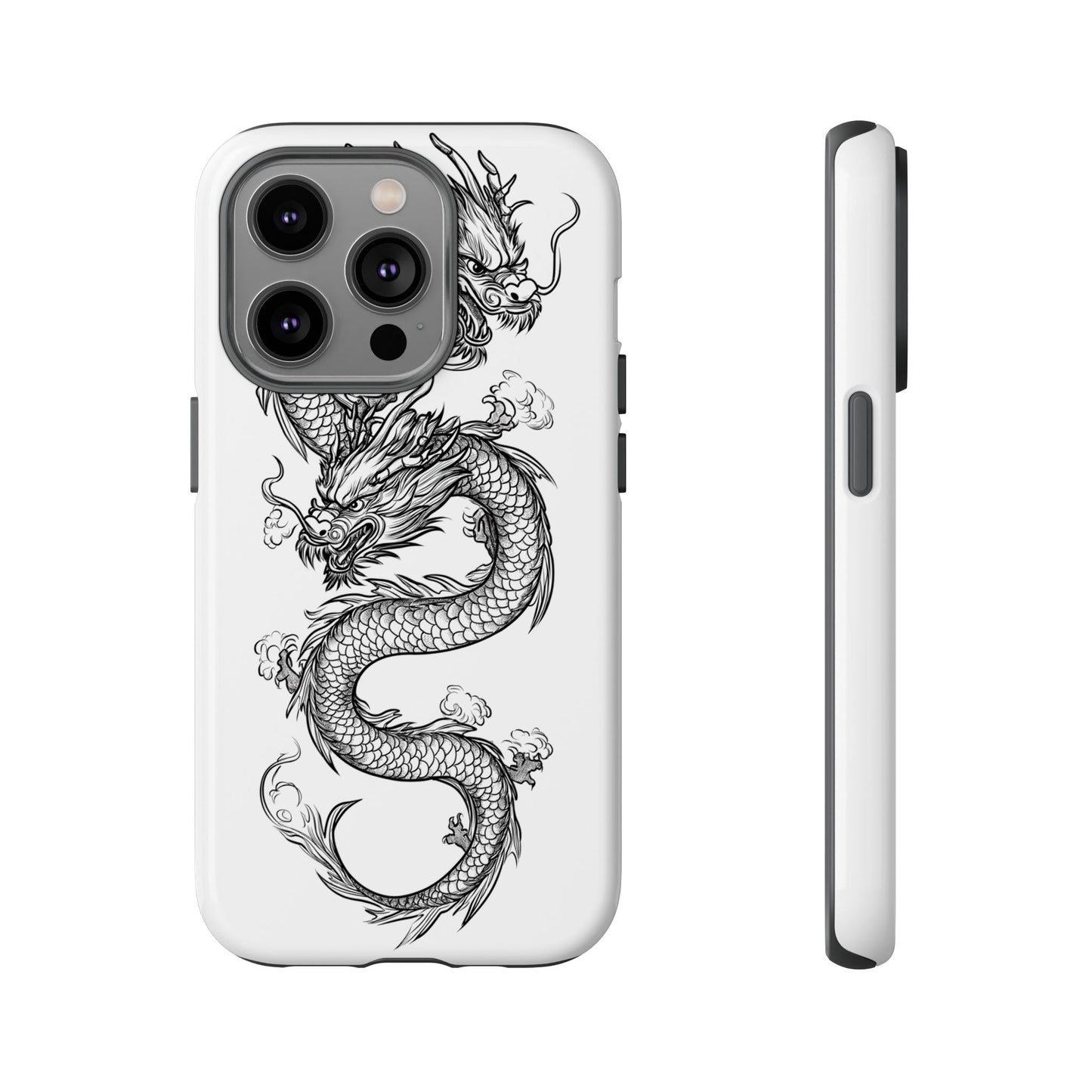 Dragons Phone Cases - Black Ink Tattoo Design of Dragons Tough Cases