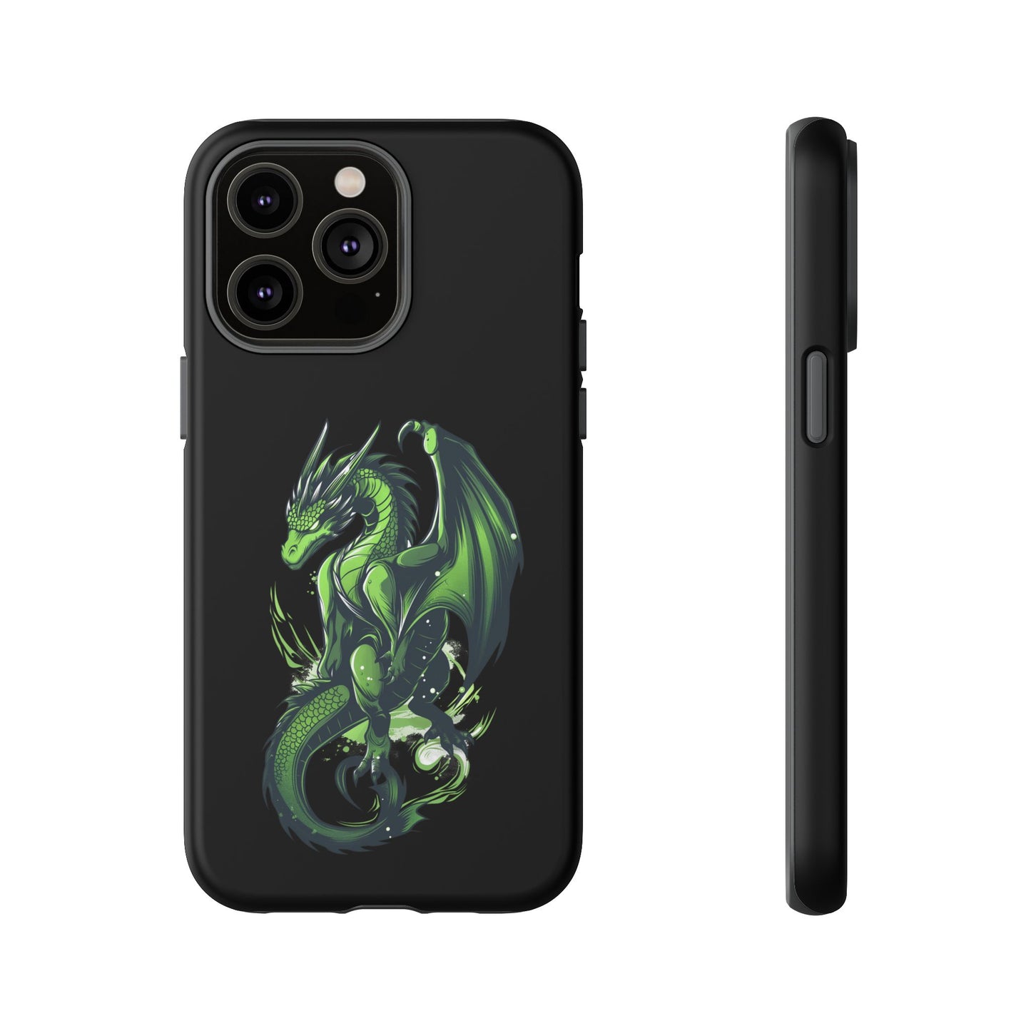 Tough Cases with Green Glowing Dragon design for iPhone, Samsung, and Google