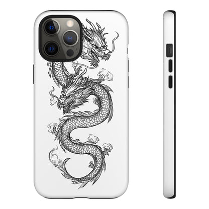 Dragons Phone Cases - Black Ink Tattoo Design of Dragons Tough Cases