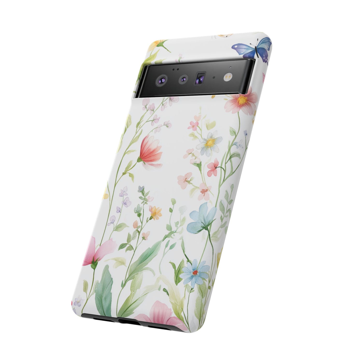 Watercolor Wildflower & Butterfly Phone Case - iPhone, Samsung, and Google case