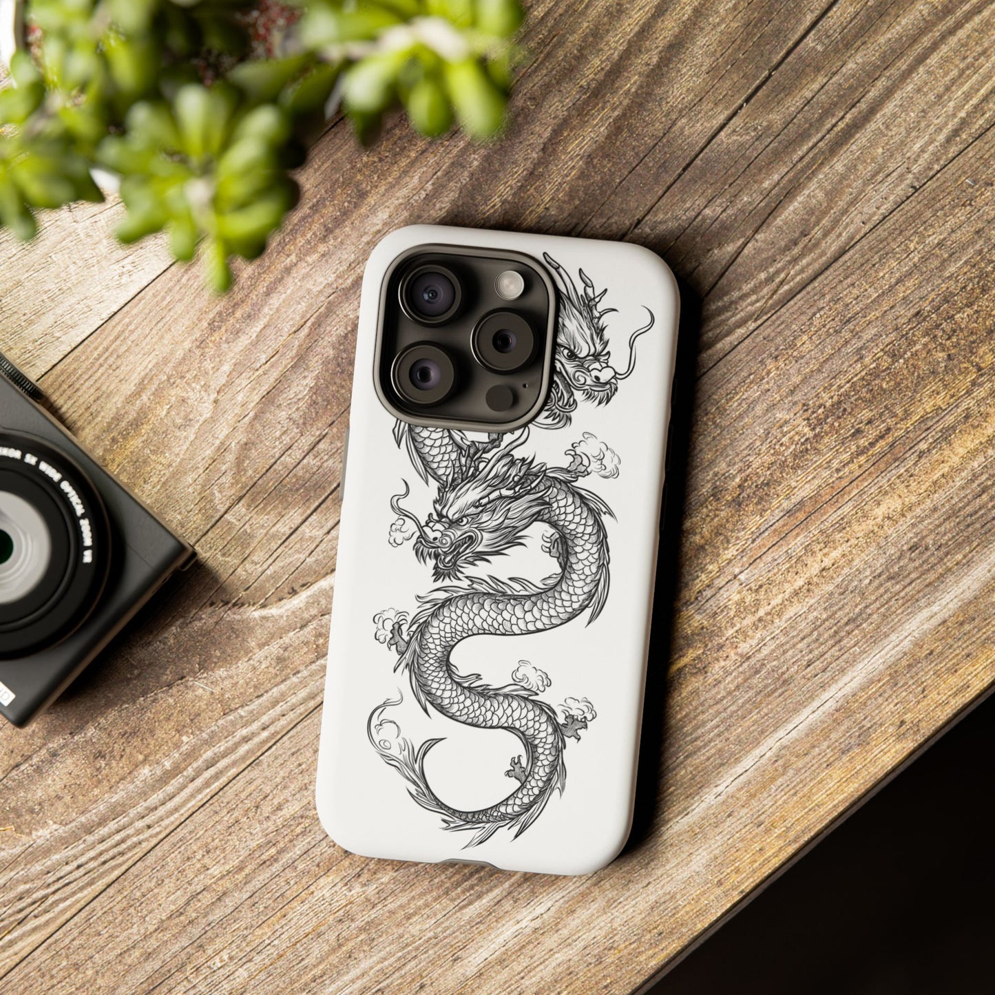 Dragons Phone Cases - Black Ink Tattoo Design of Dragons Tough Cases