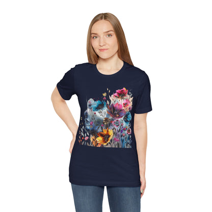 Floral Watercolor T-shirt for Women - Vibrant Artistic Tee - Lightweight Fabric Tee