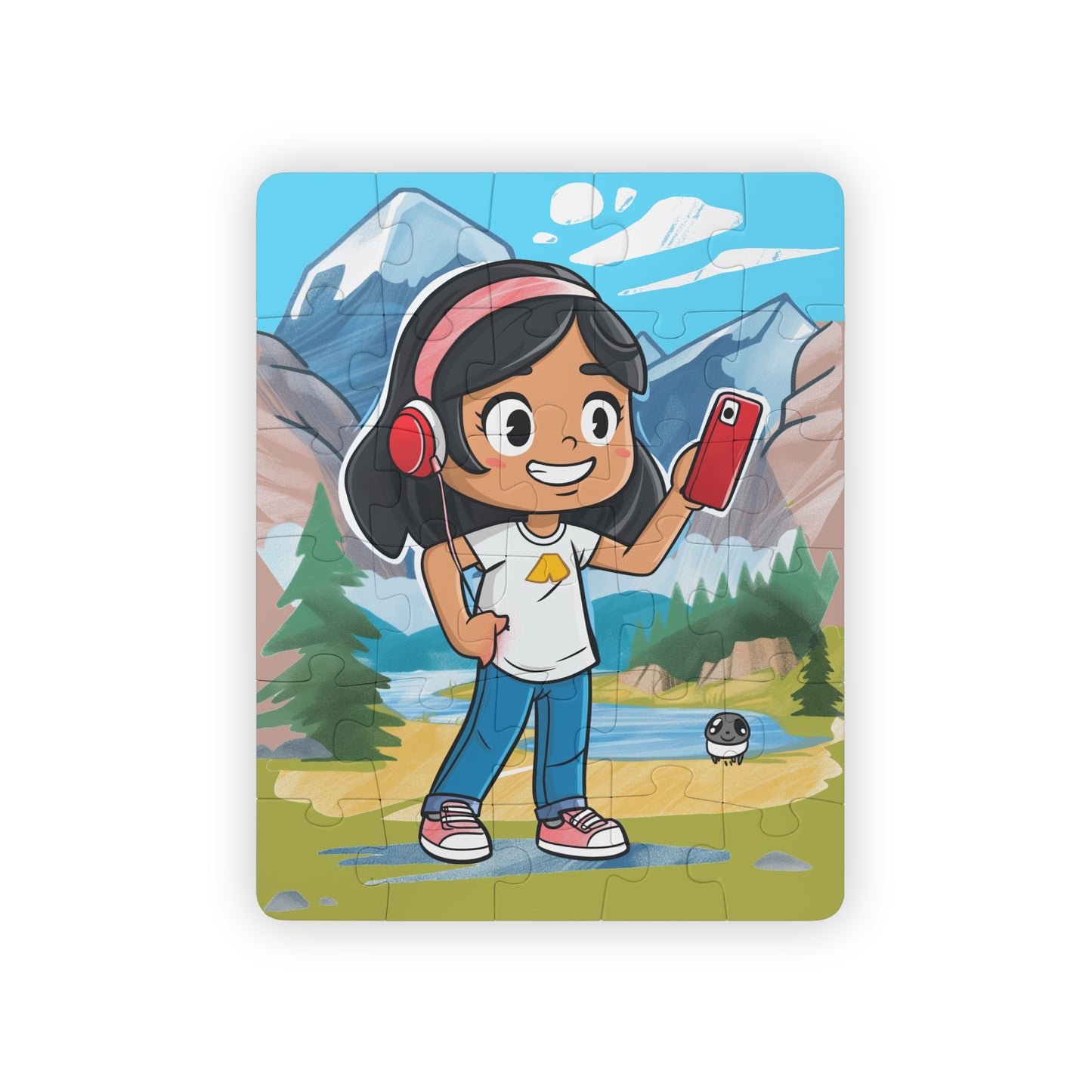 Kids' Puzzle, 30-Piece - Cute Girl with Red Phone Design Puzzle