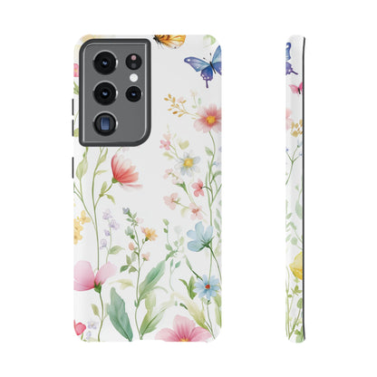 Watercolor Wildflower & Butterfly Phone Case - iPhone, Samsung, and Google case