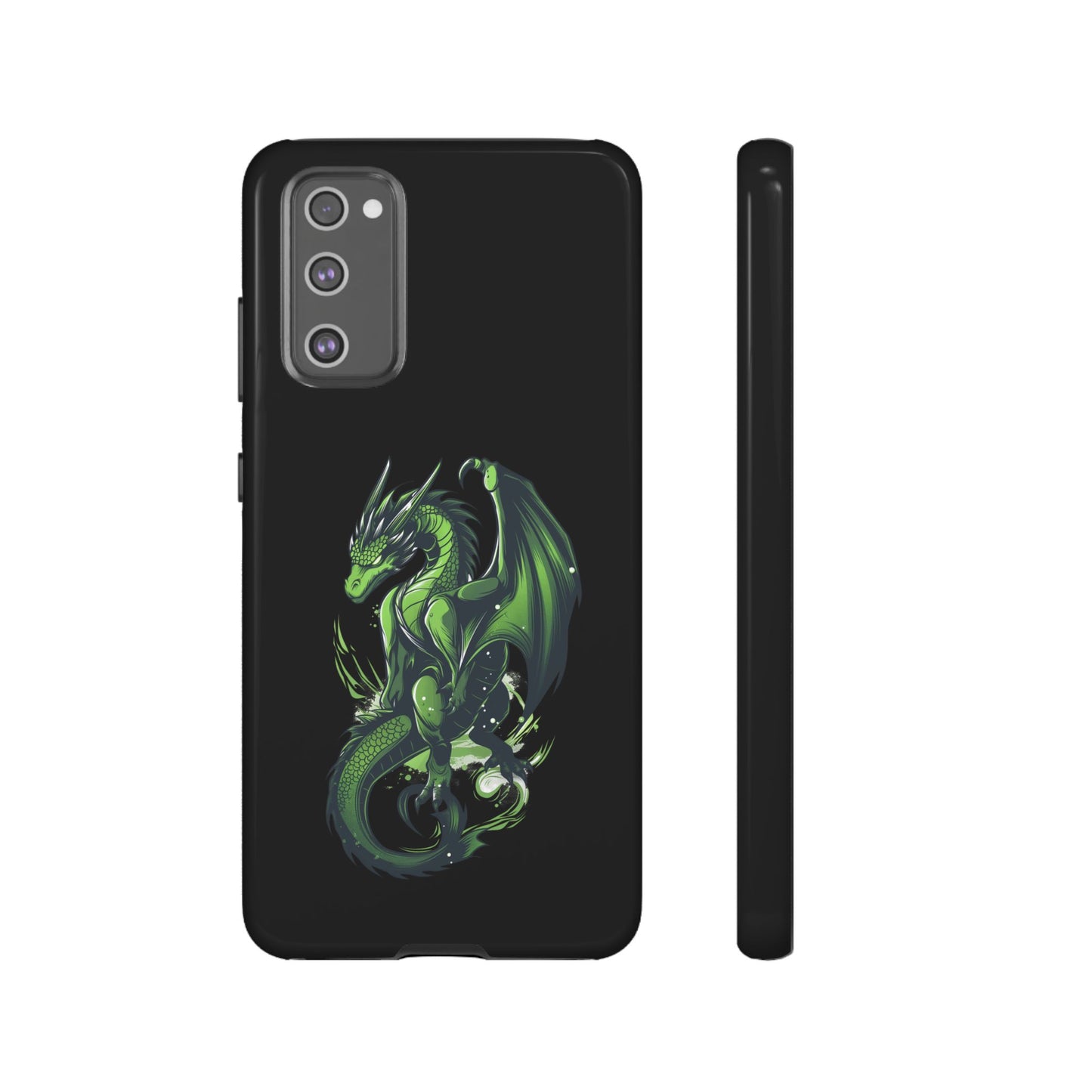 Tough Cases with Green Glowing Dragon design for iPhone, Samsung, and Google