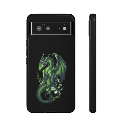 Tough Cases with Green Glowing Dragon design for iPhone, Samsung, and Google