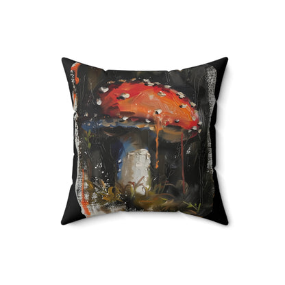 Mushroom Oil colored Square Cushion (Black)