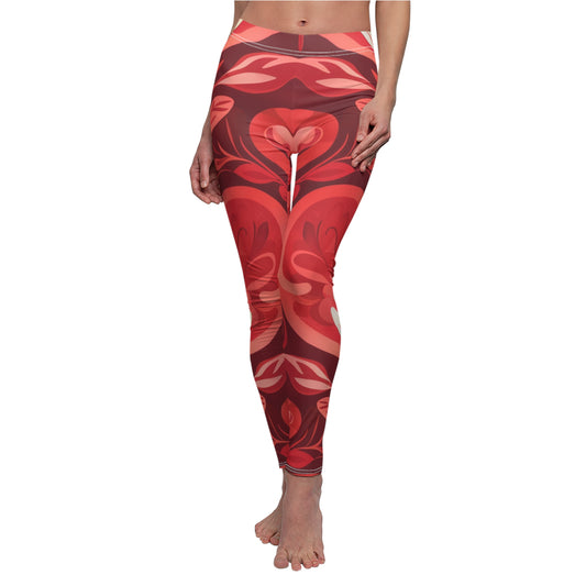 Cut & Sew Casual Leggings for Women- Women's Leggings with Hearts design