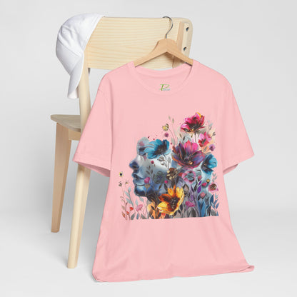 Floral Watercolor T-shirt for Women - Vibrant Artistic Tee - Lightweight Fabric Tee