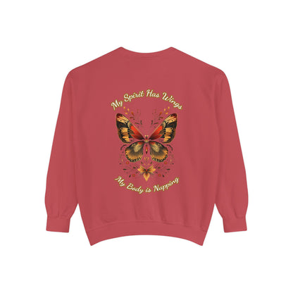 Butterfly Design Unisex Garment-Dyed Sweatshirt - Butterfly Sweatshirt