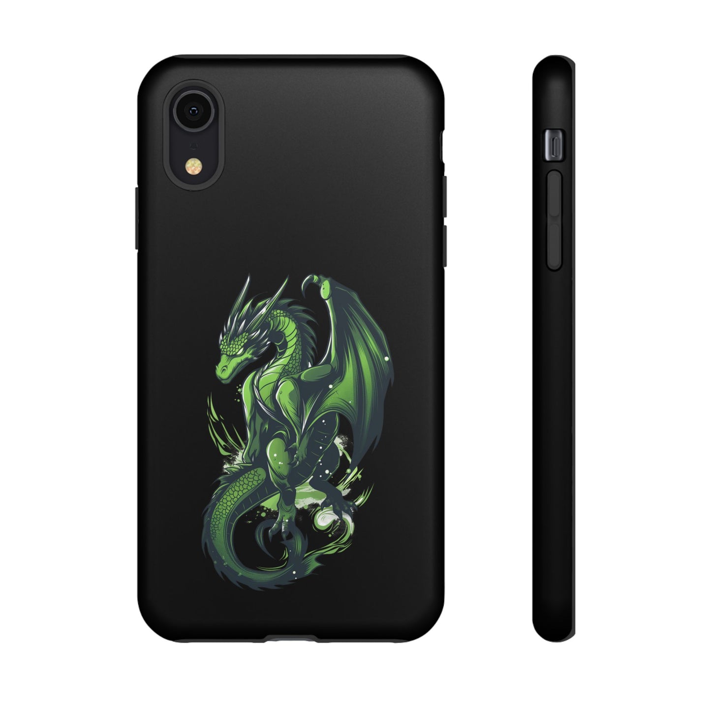 Tough Cases with Green Glowing Dragon design for iPhone, Samsung, and Google