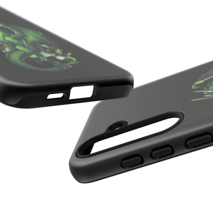 Tough Cases with Green Glowing Dragon design for iPhone, Samsung, and Google