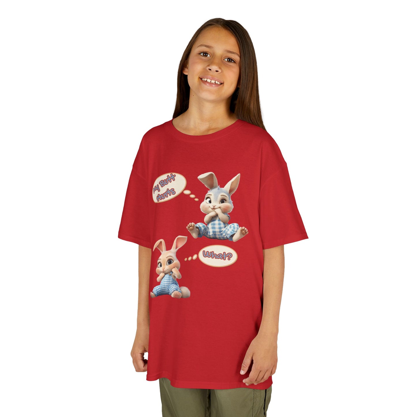 Cute Bunny Youth Heavy Cotton Tee - "My Butt Hurts" Graphic T-Shirt