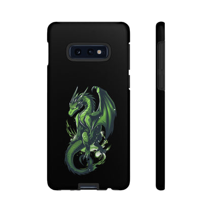 Tough Cases with Green Glowing Dragon design for iPhone, Samsung, and Google