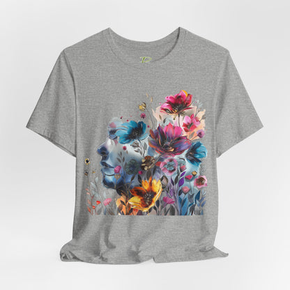 Floral Watercolor T-shirt for Women - Vibrant Artistic Tee - Lightweight Fabric Tee