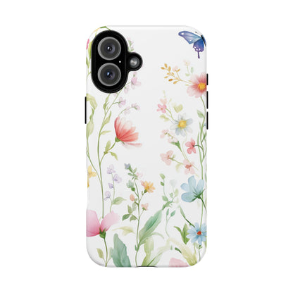 Watercolor Wildflower & Butterfly Phone Case - iPhone, Samsung, and Google case