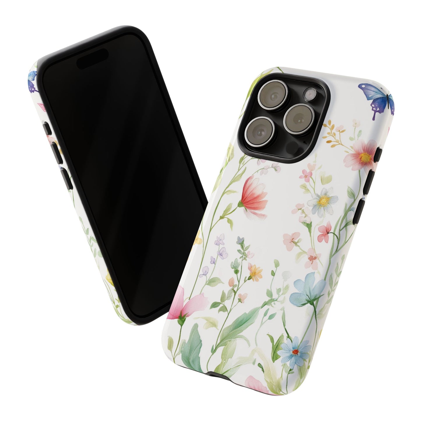 Watercolor Wildflower & Butterfly Phone Case - iPhone, Samsung, and Google case