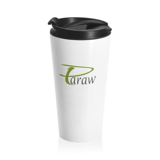 White Stainless Steel Travel Mug - "Paraw" Text Design, 20oz Travel Mug