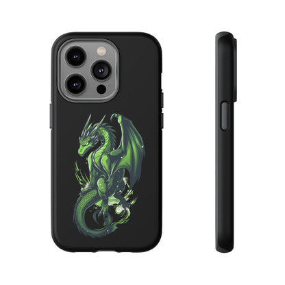 Tough Cases with Green Glowing Dragon design for iPhone, Samsung, and Google