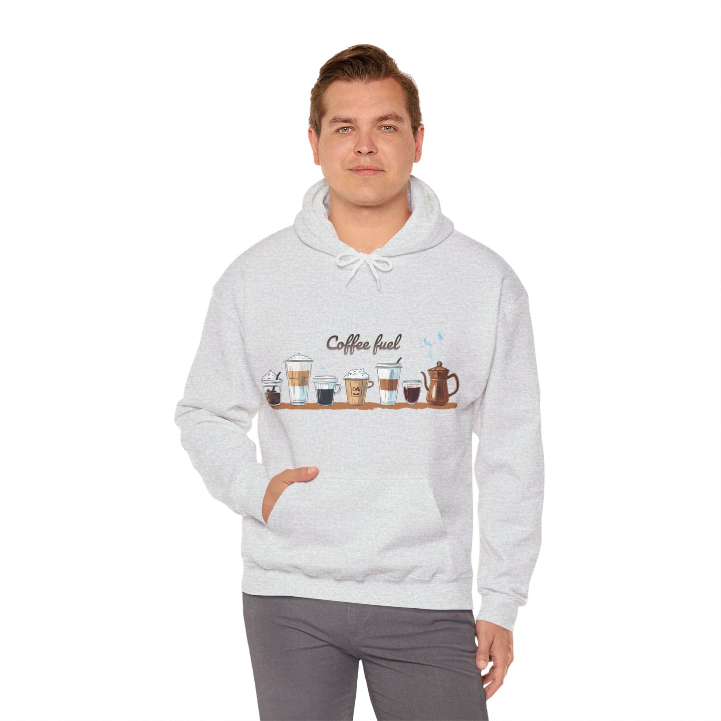 Unisex Heavy Blend™ Hooded Sweatshirt - Cozy Coffee Cups Design Hooded Sweatshirt