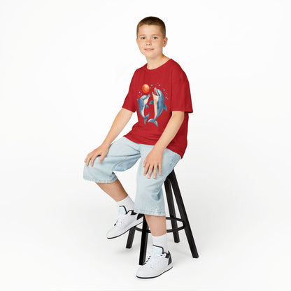 Playful Dolphins design Kids T-shirt- Unisex Kids Heavy Cotton™ Tee