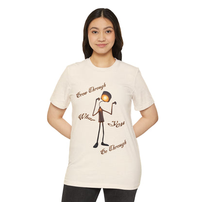 Victory Lamp Unisex Recycled Organic T-Shirt - Eco-Friendly Tee - Grow Through What You Go Through text design