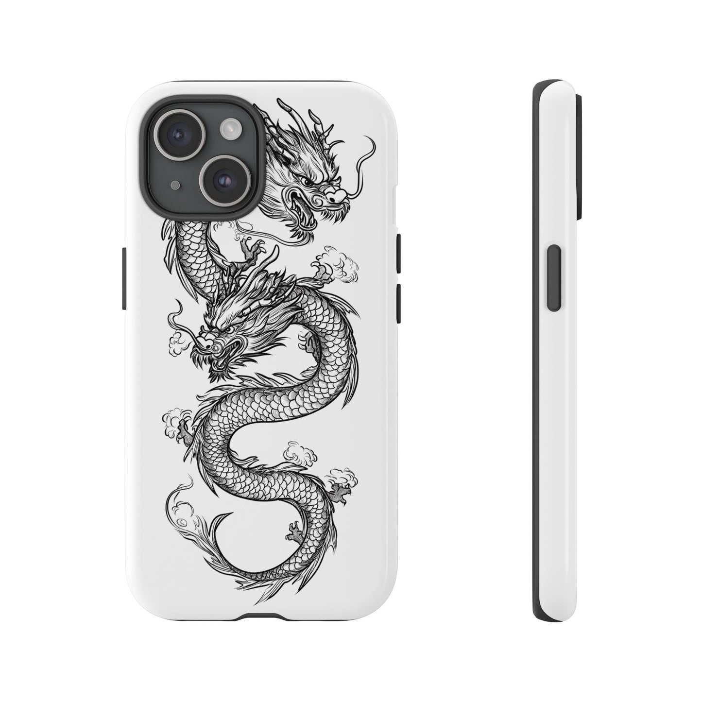 Dragons Phone Cases - Black Ink Tattoo Design of Dragons Tough Cases