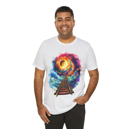 Unisex T-Shirt with 3D Watercolor Universe and an Abstract Representation with a Sun
