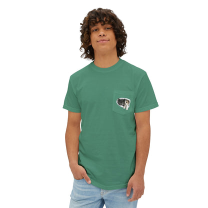 Cute 3D Cats in Pocket T-Shirt - Unisex Garment-Dyed Pocket Tee