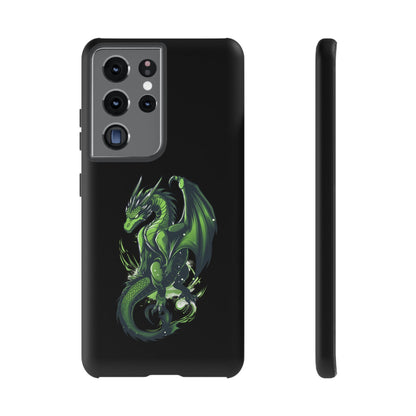 Tough Cases with Green Glowing Dragon design for iPhone, Samsung, and Google