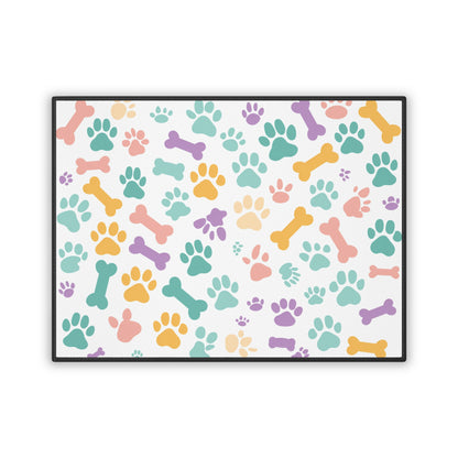 Pet Mat (18" x 24") - Colorful Dog Bone & Paw Print Design