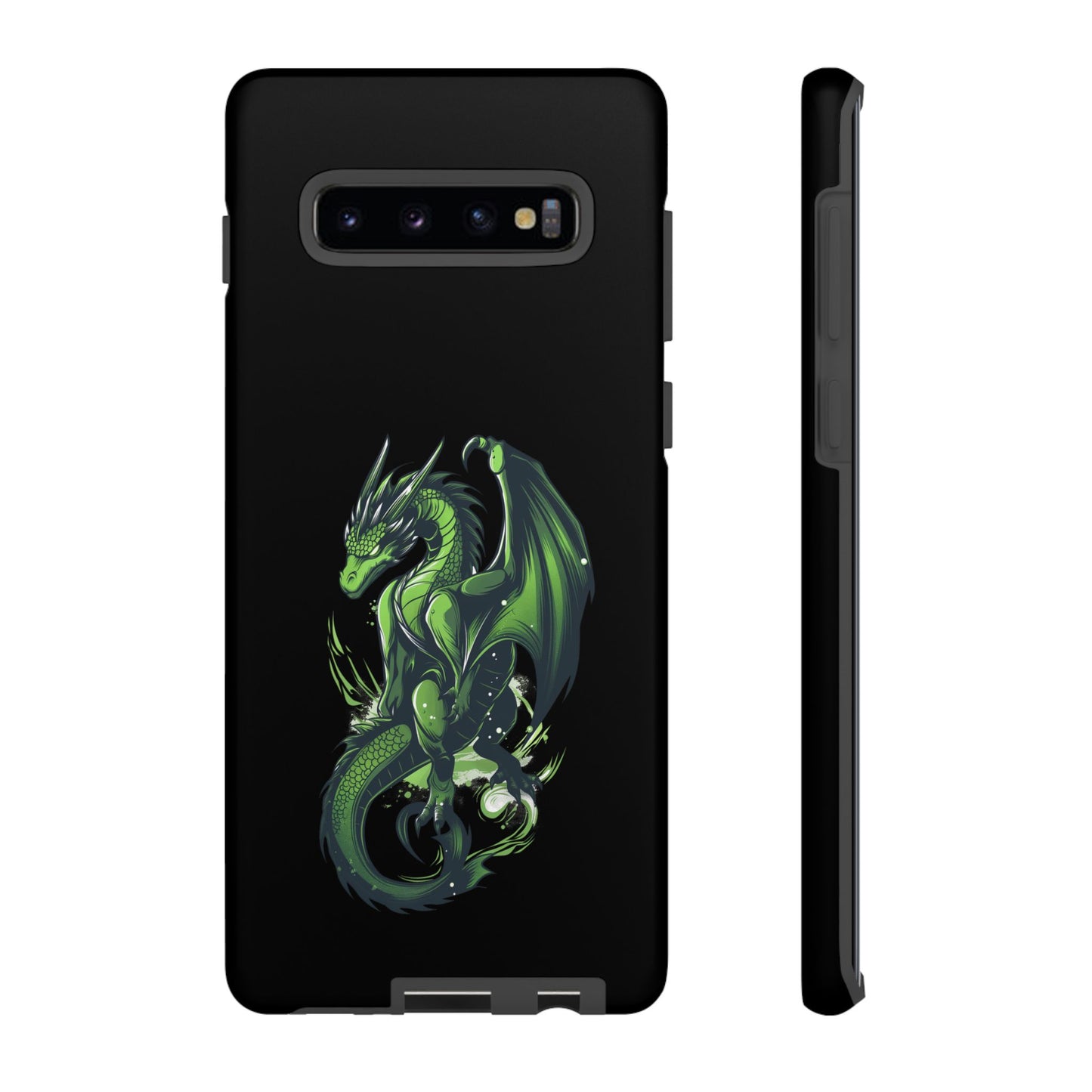 Tough Cases with Green Glowing Dragon design for iPhone, Samsung, and Google