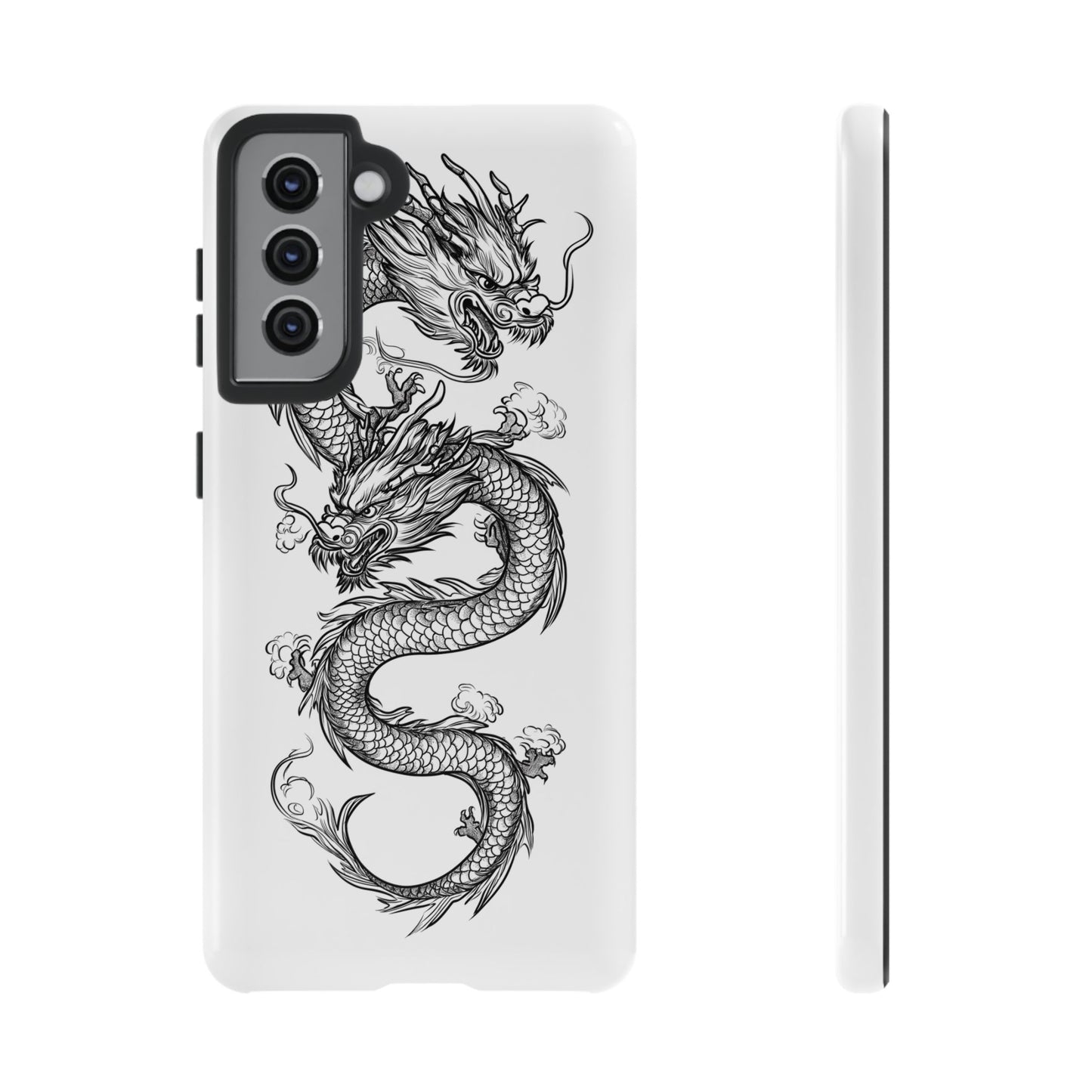 Dragons Phone Cases - Black Ink Tattoo Design of Dragons Tough Cases