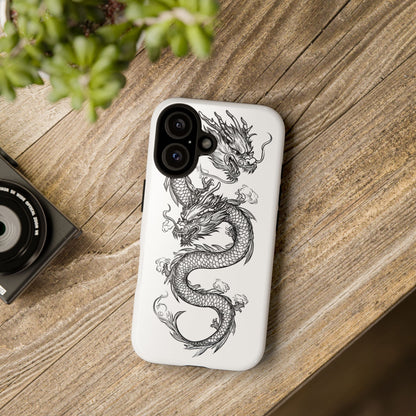 Dragons Phone Cases - Black Ink Tattoo Design of Dragons Tough Cases