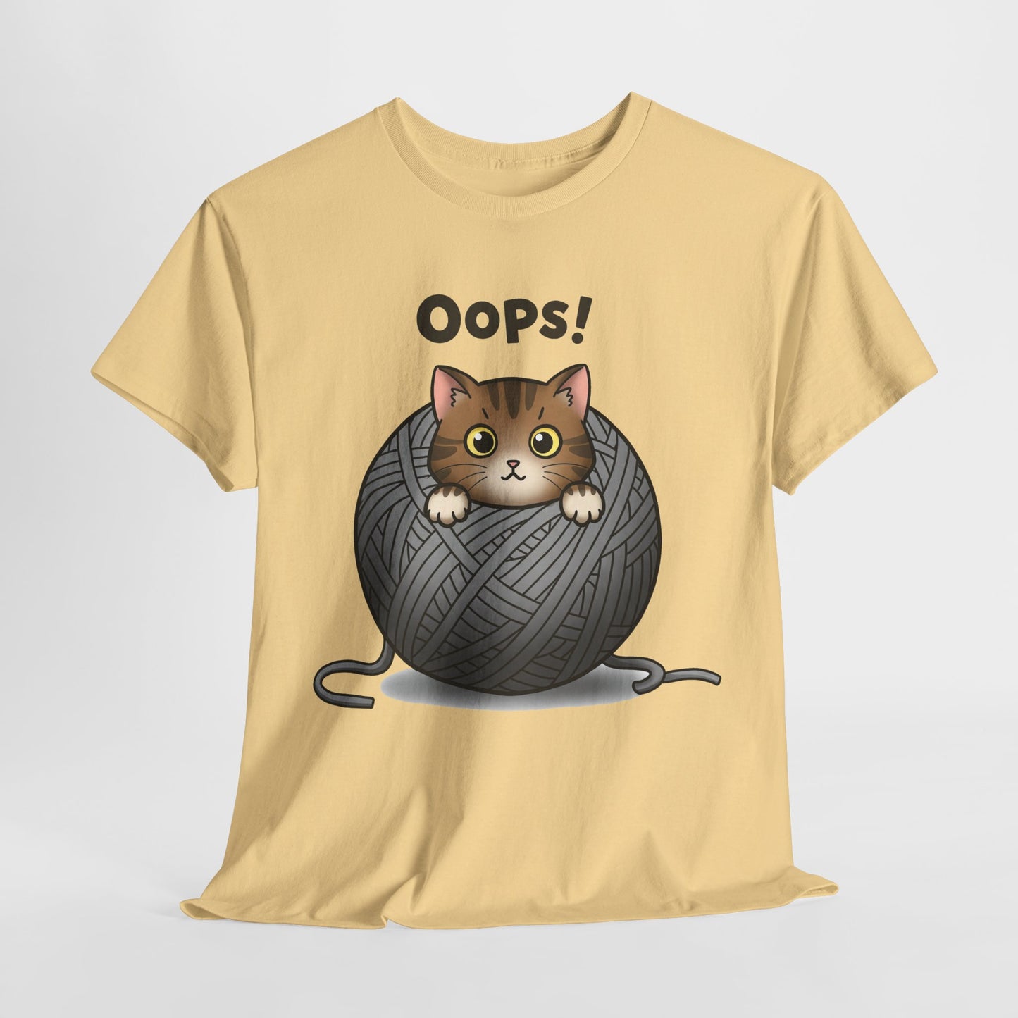 Cotton Tee with Cute Cat Design - 'Oops!' Humor for Cat Lovers