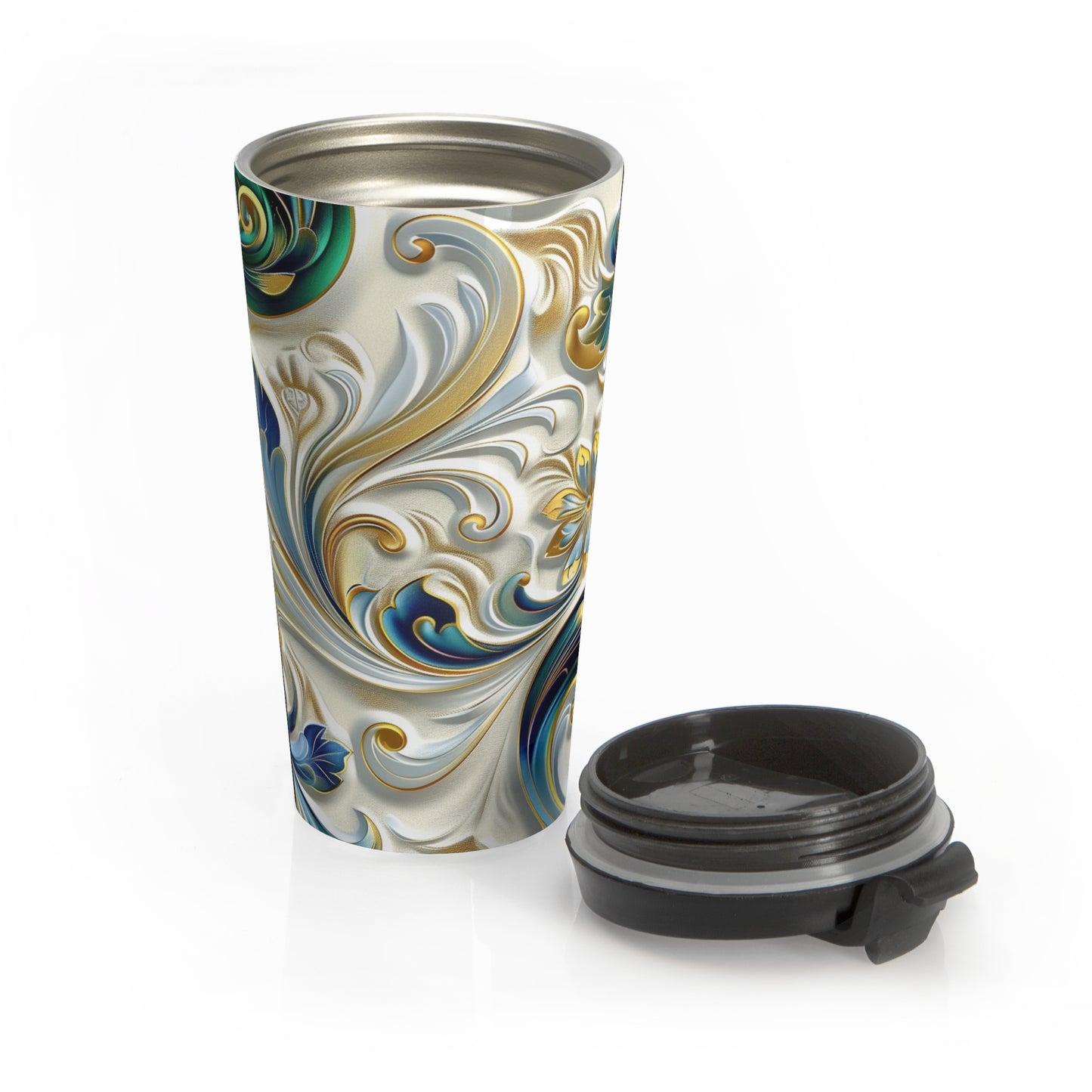 Stainless Steel Travel Mug - Coffee Thermos - Swirls & Floral Patterns Travel Mug