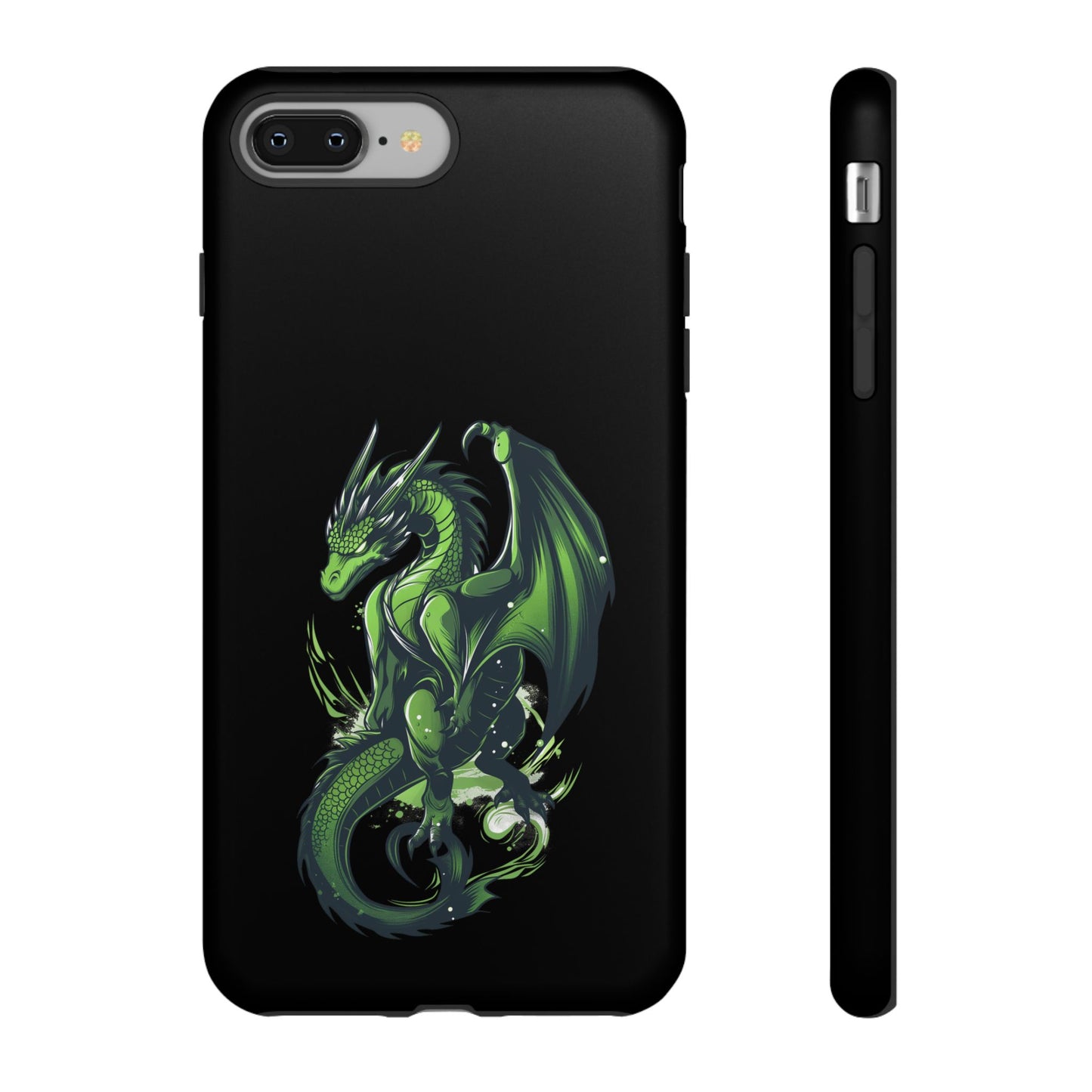 Tough Cases with Green Glowing Dragon design for iPhone, Samsung, and Google