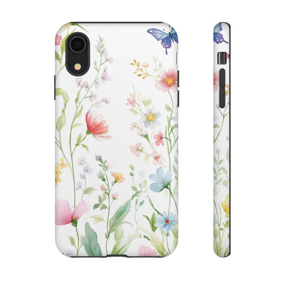 Watercolor Wildflower & Butterfly Phone Case - iPhone, Samsung, and Google case