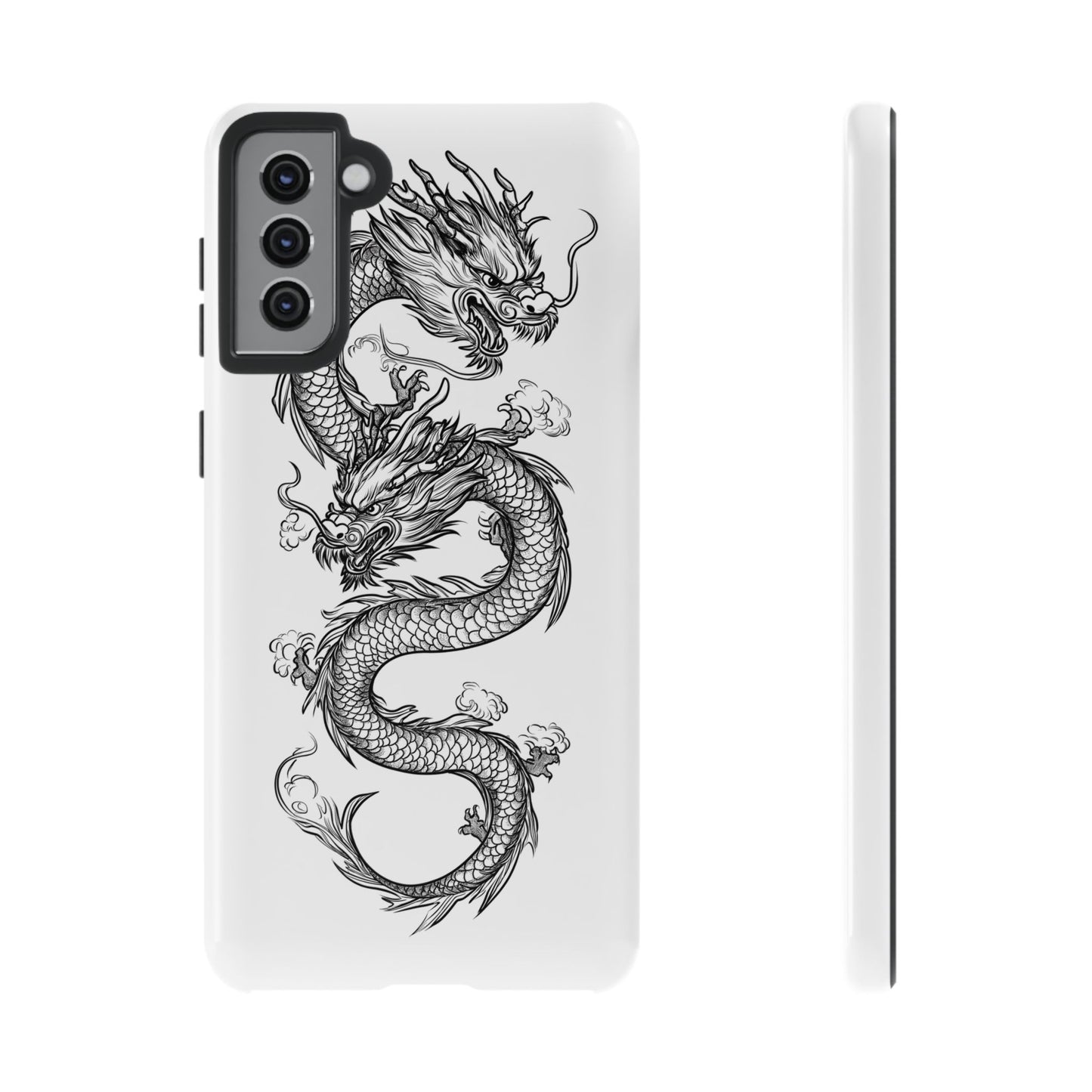 Dragons Phone Cases - Black Ink Tattoo Design of Dragons Tough Cases