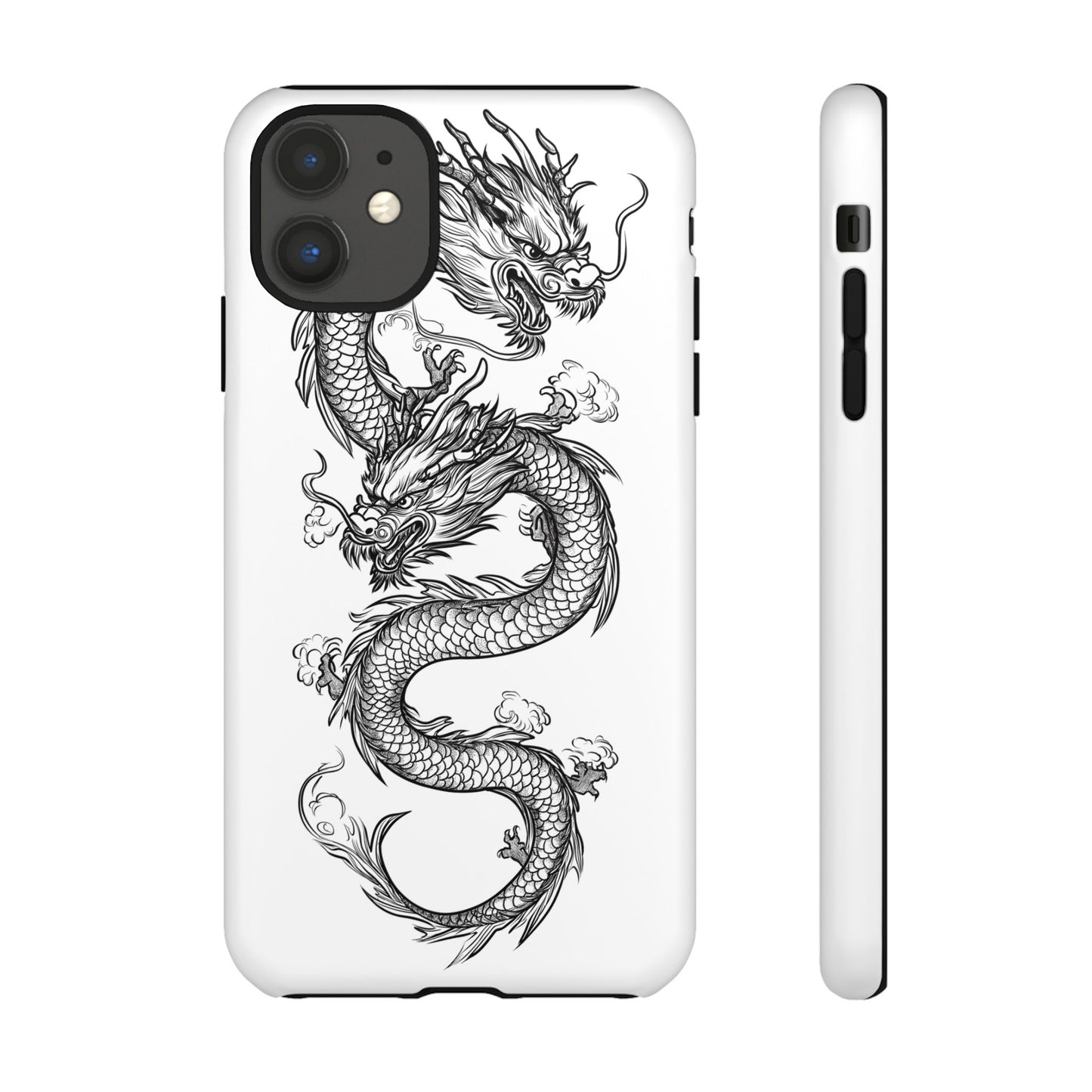 Dragons Phone Cases - Black Ink Tattoo Design of Dragons Tough Cases