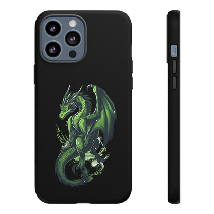 Tough Cases with Green Glowing Dragon design for iPhone, Samsung, and Google