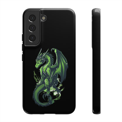 Tough Cases with Green Glowing Dragon design for iPhone, Samsung, and Google