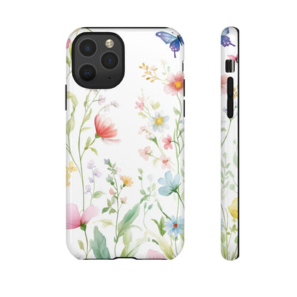 Watercolor Wildflower & Butterfly Phone Case - iPhone, Samsung, and Google case