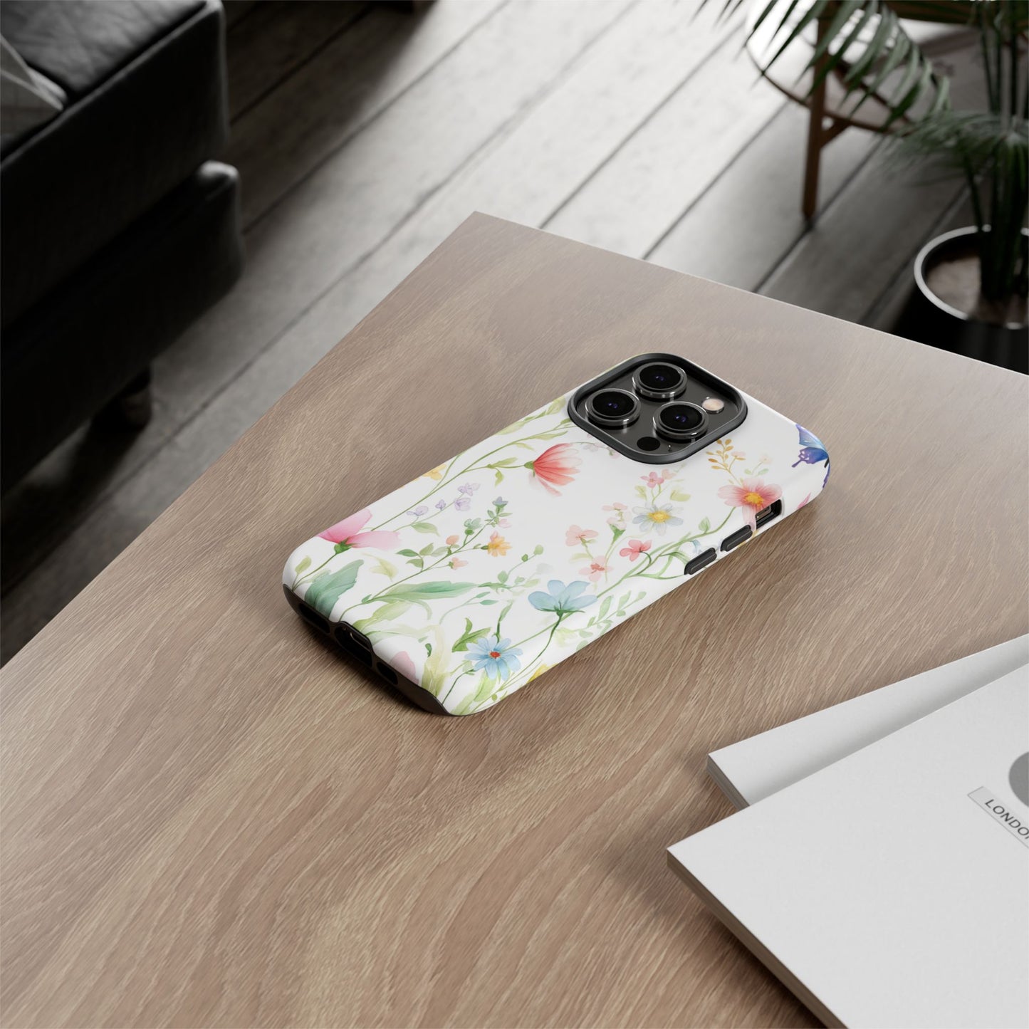 Watercolor Wildflower & Butterfly Phone Case - iPhone, Samsung, and Google case