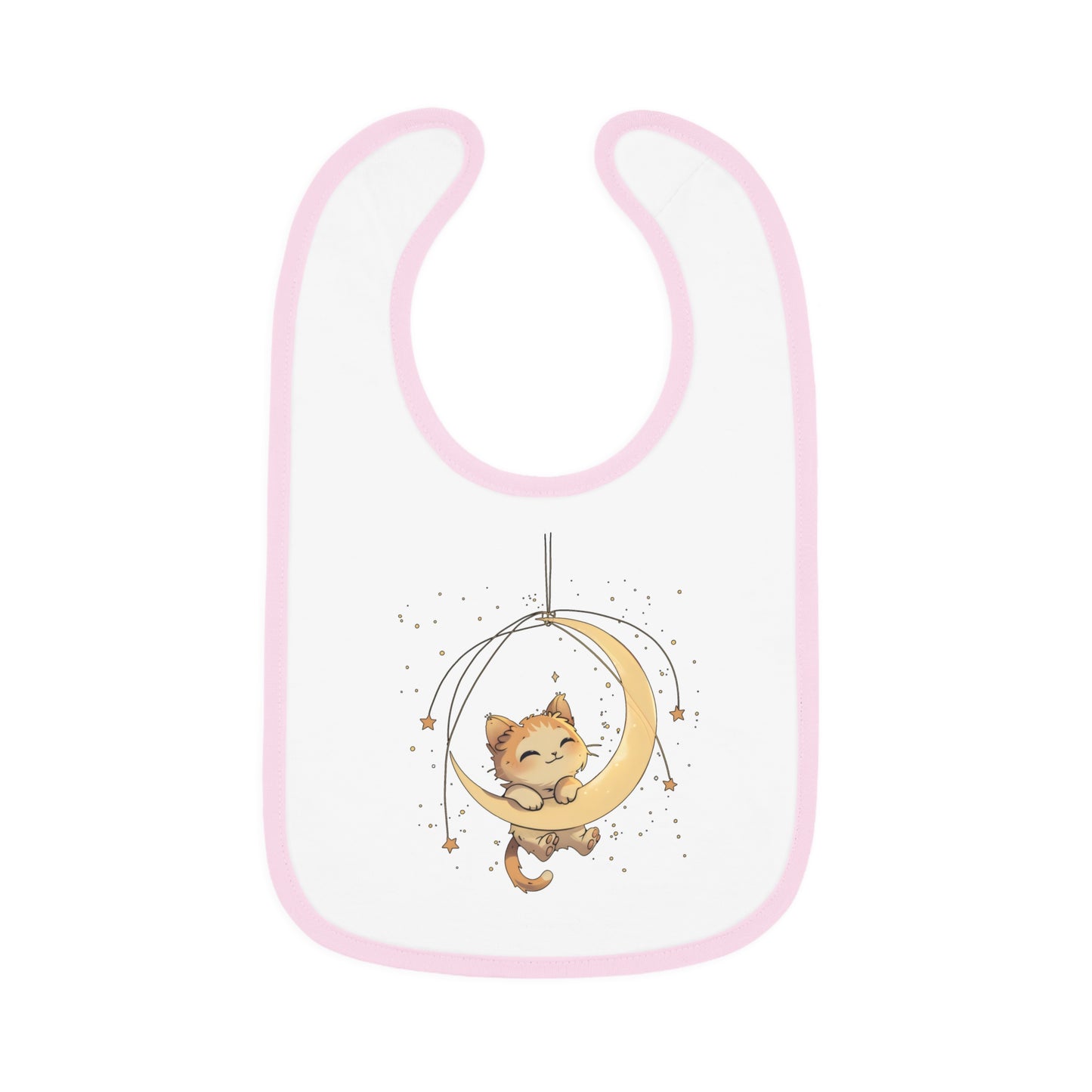 Soft & Stylish Cute Cat Bib- Baby Contrast Trim Jersey Bib